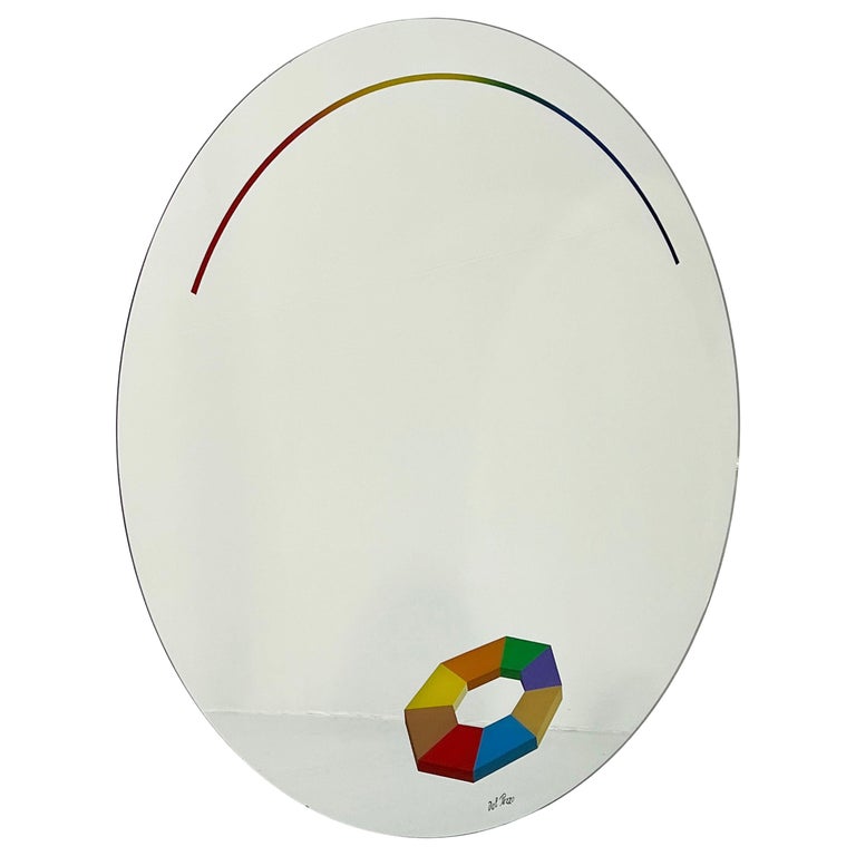 Round Mirror by Lucio Del Pezzo for Rimadesio, 1980s For Sale