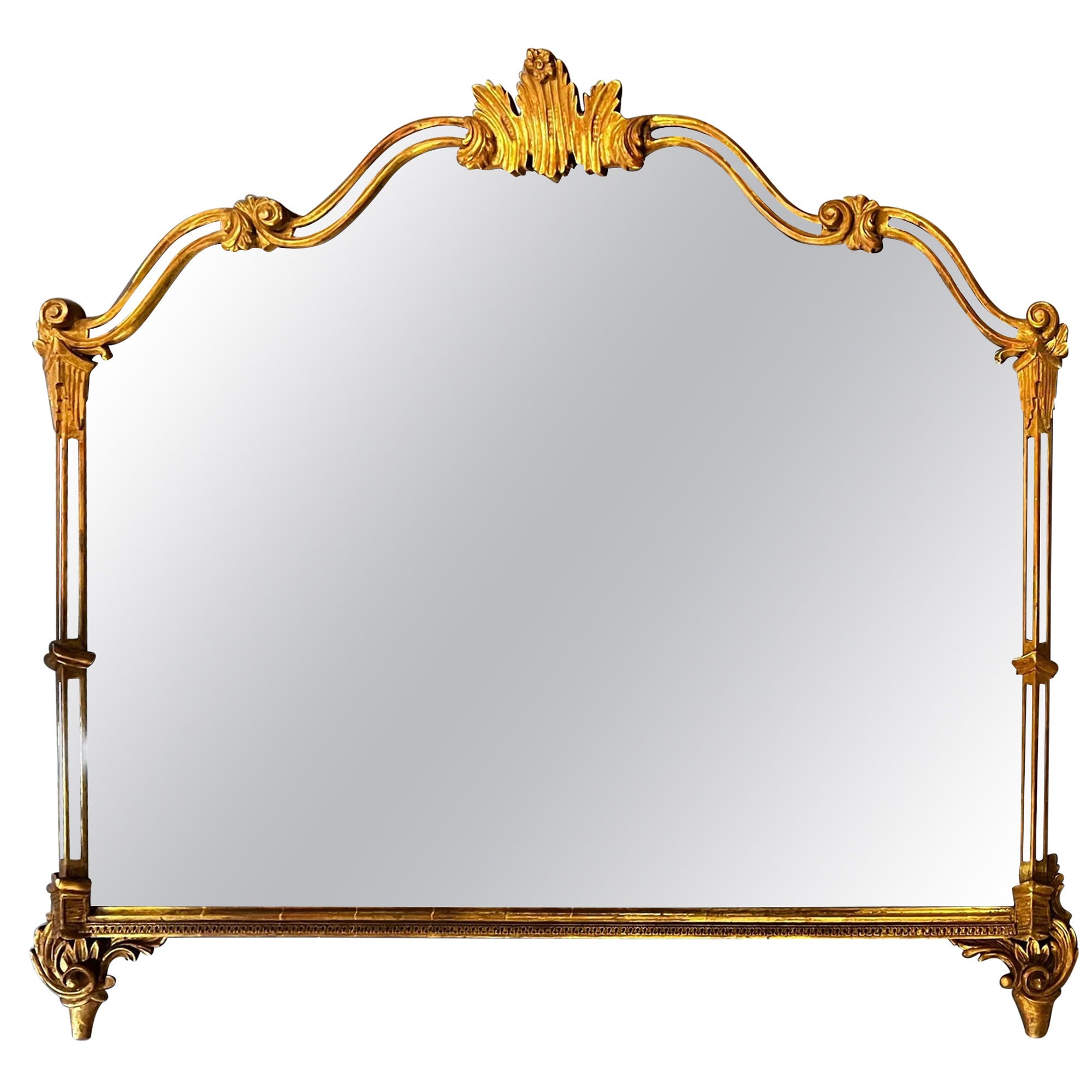 A Giltwood Over the Mantel, Console or Wall Mirror, Regency Style, Italian For Sale
