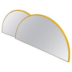 Large Yellow Frame Semi-Circle Mirror, 1970s