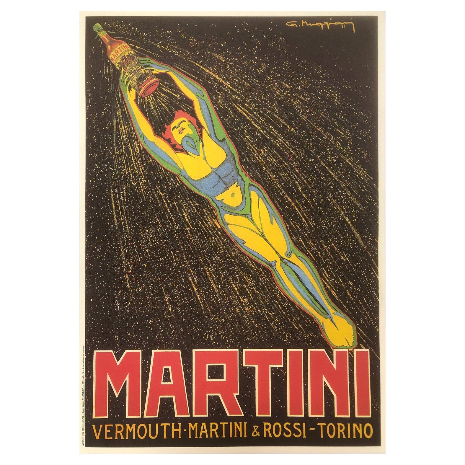 Vermouth Martini, 1980's Vintage Italian Alcohol Advertising Poster, Muggiani
