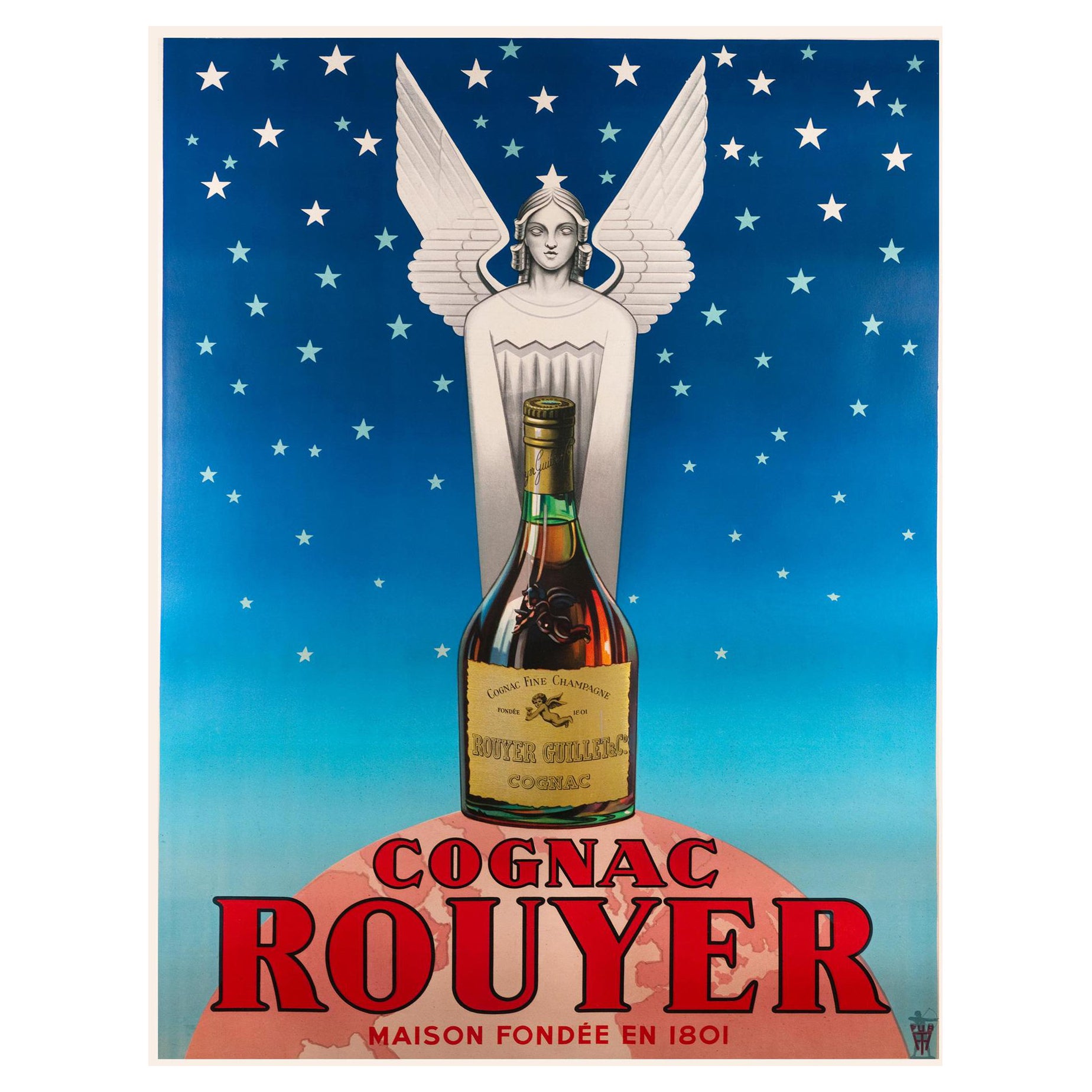 Cognac Rouyer, 1945  Vintage French Alcohol Advertising Poster