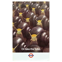 Original Vintage London Underground Poster LT Snail Taxi Or Take The Tube Art