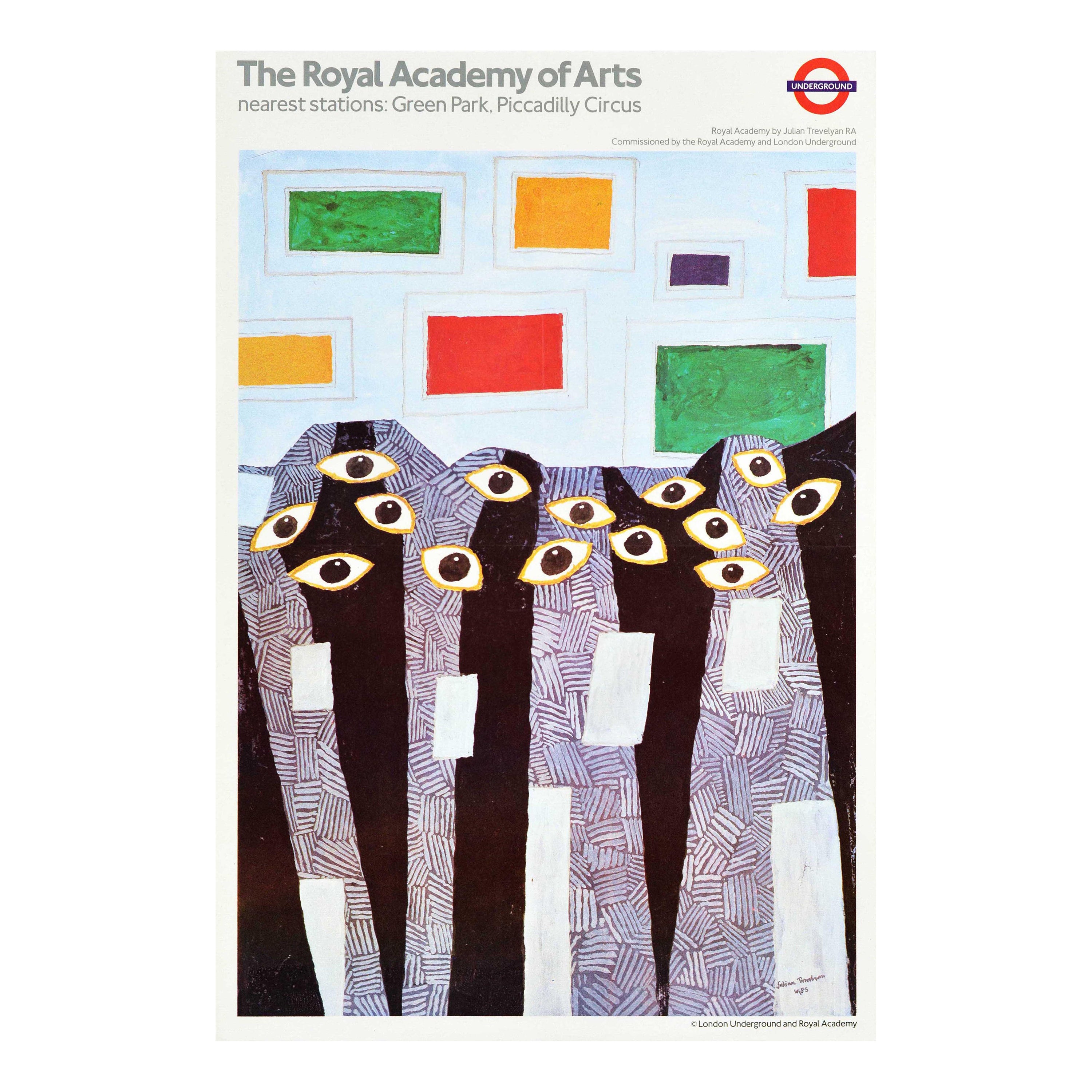 Affiche originale vintage originale du métro de Londres LT Royal Academy Of Arts Trevelyan