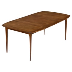 Restored Broyhill Brasilia Extending Walnut Dining Table with Three Leaves