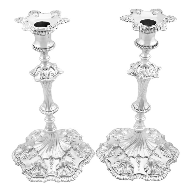 Antique Sterling Silver Candlesticks by Edmund Vincent For Sale at 1stDibs