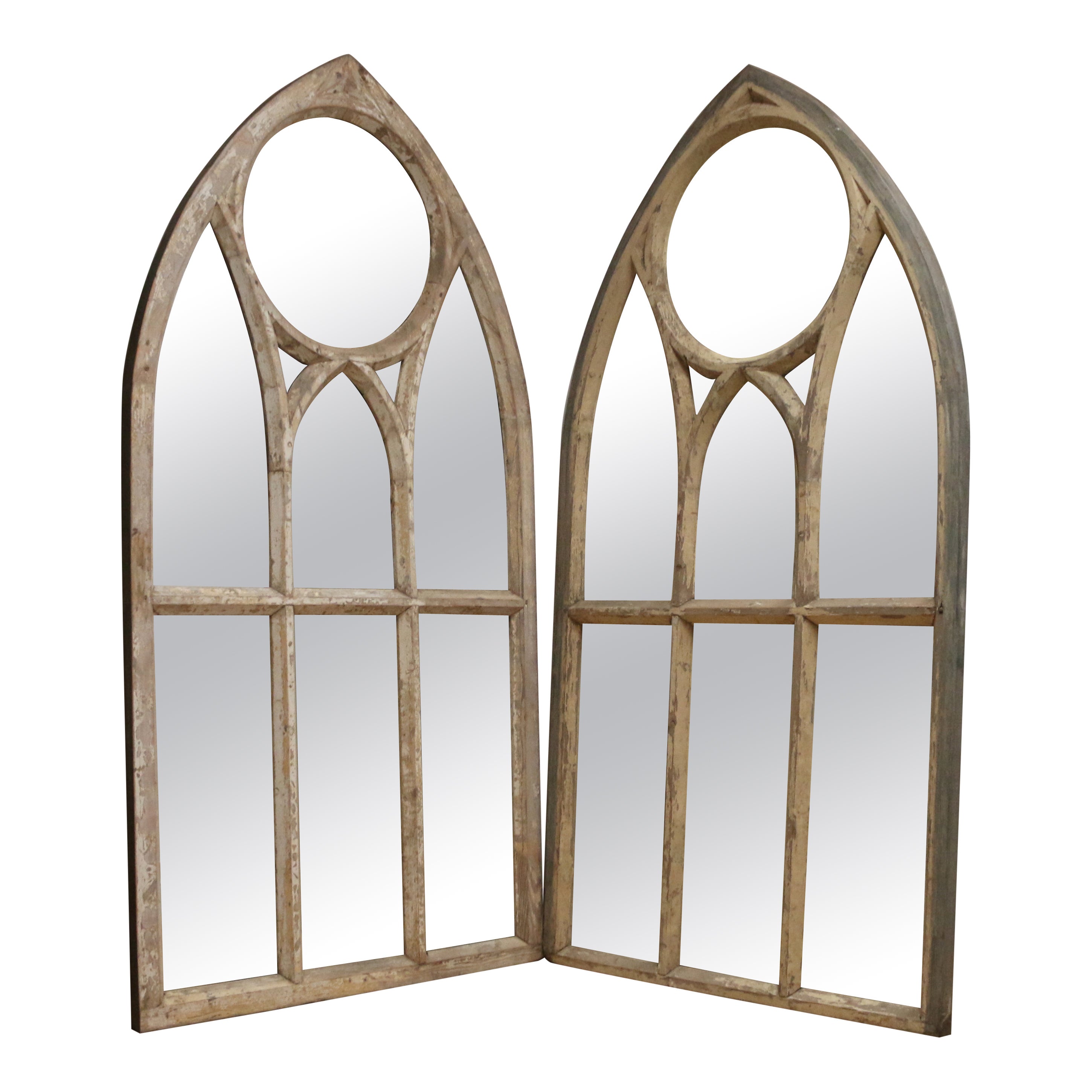 Riesige gotische gewölbte Window Mirrors im Angebot
