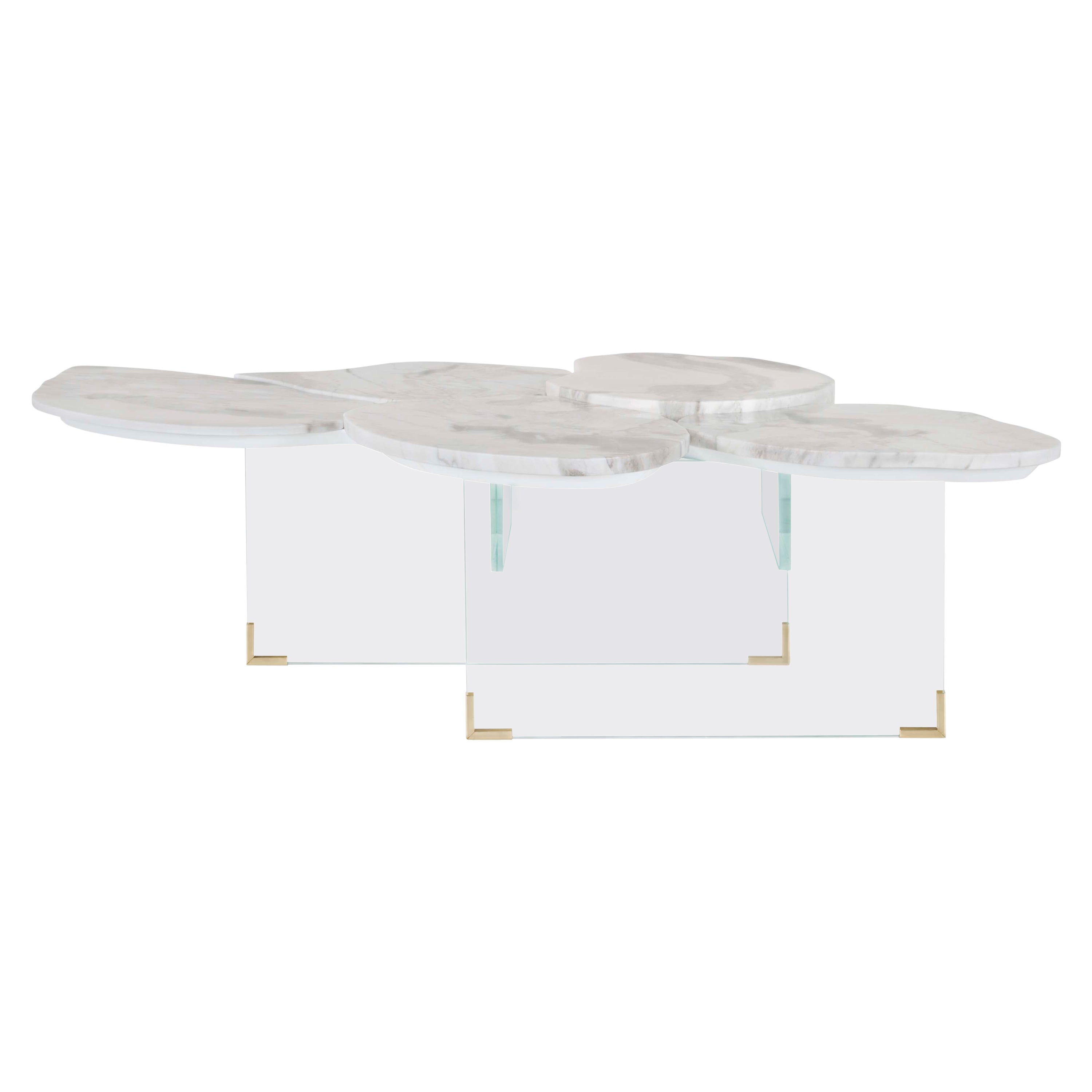 Modern Infinity Coffee Table Calacatta Marble Handmade in Portugal by Greenapple For Sale