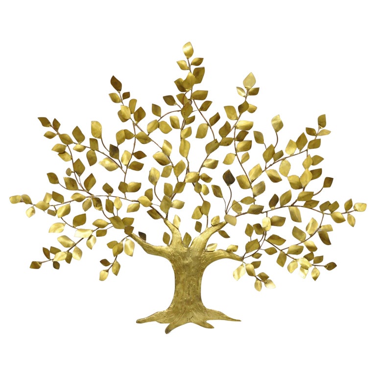Bergasse MidCentury Modern Brass Tree of Life Large Wall Art Sculpture