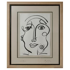 Quadro di Peter Keil, "La signora", dipinto a Parigi, Bianco e nero, Arte, C.C. 1972