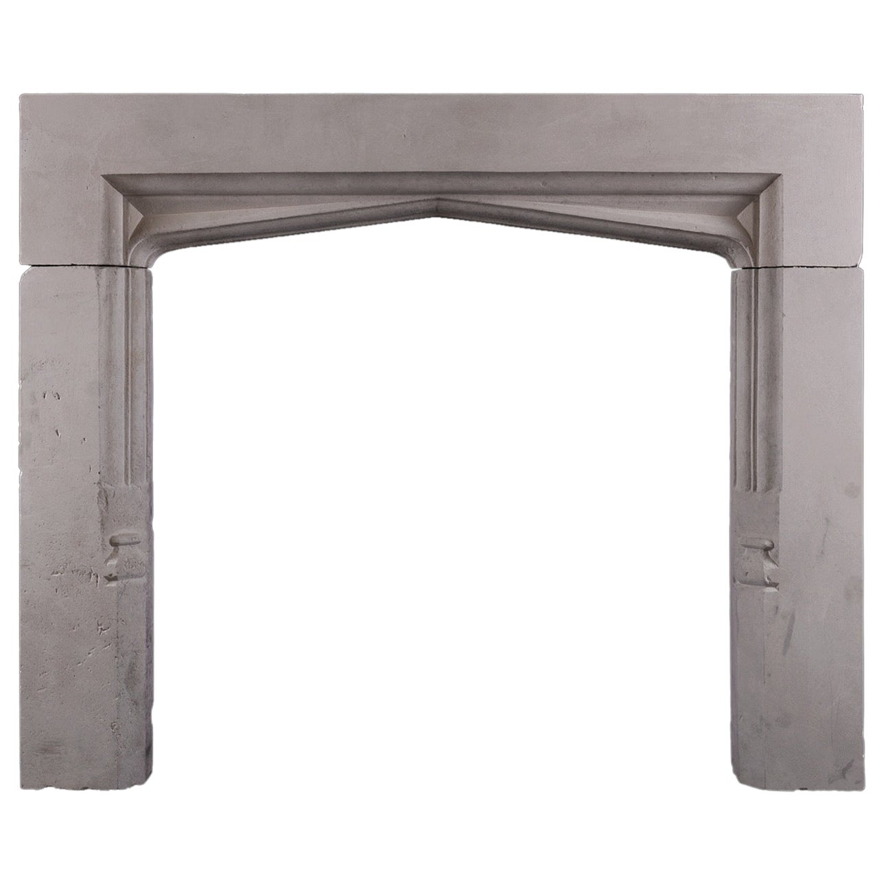 An English Stone Firepace in the Gothic Style For Sale