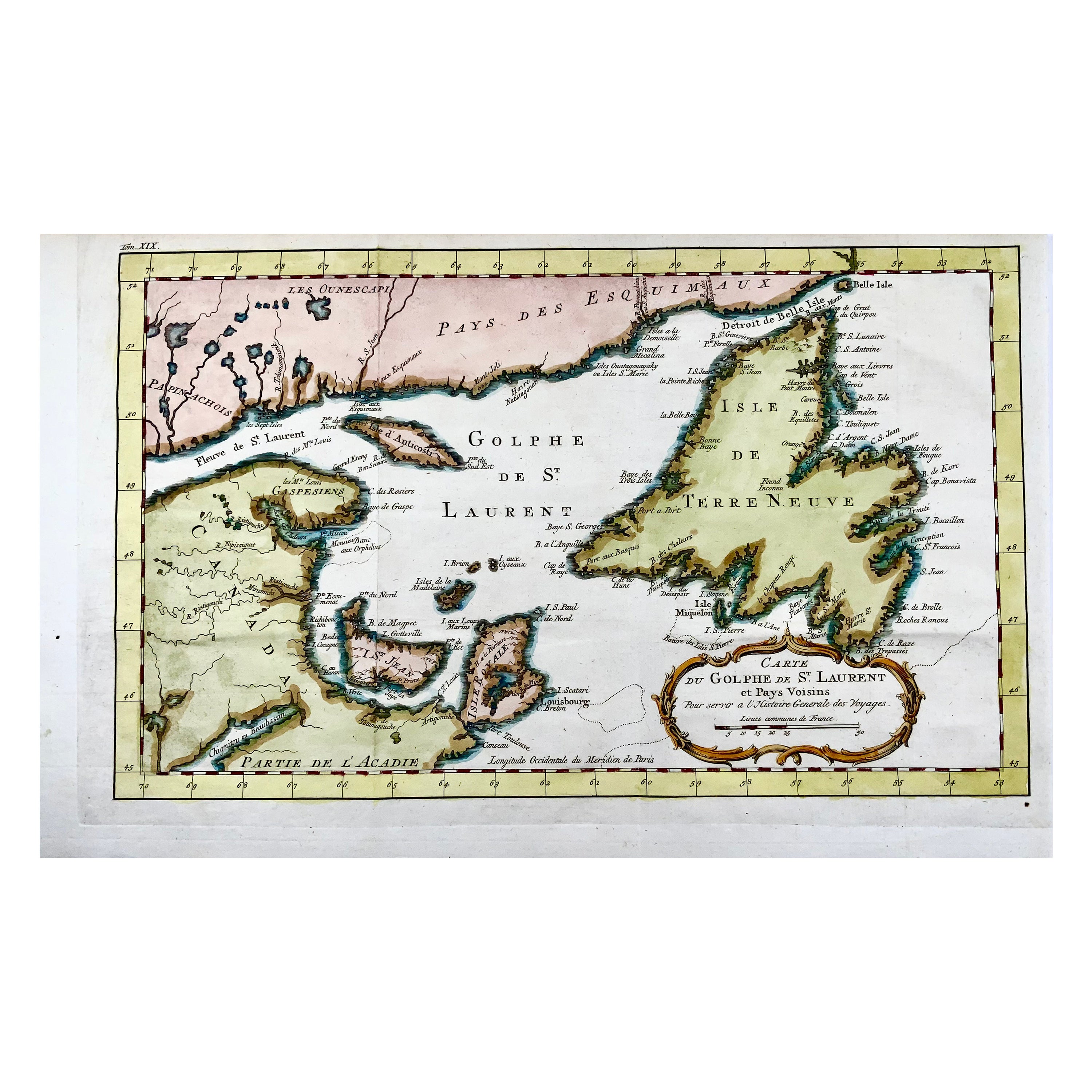 Bellin, Canada, Gulf of Saint Lawrence, Hand Coloured Engraving For Sale