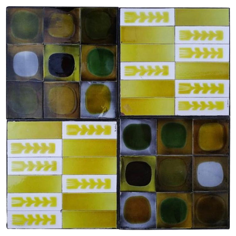 Set of 4 Ceramic Tiles Side or Coffee Table by Roger Capron, France Ca. 1950s