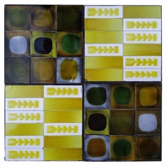 Set of 4 Ceramic Tiles Side or Coffee Table by Roger Capron, France Ca. 1950s
