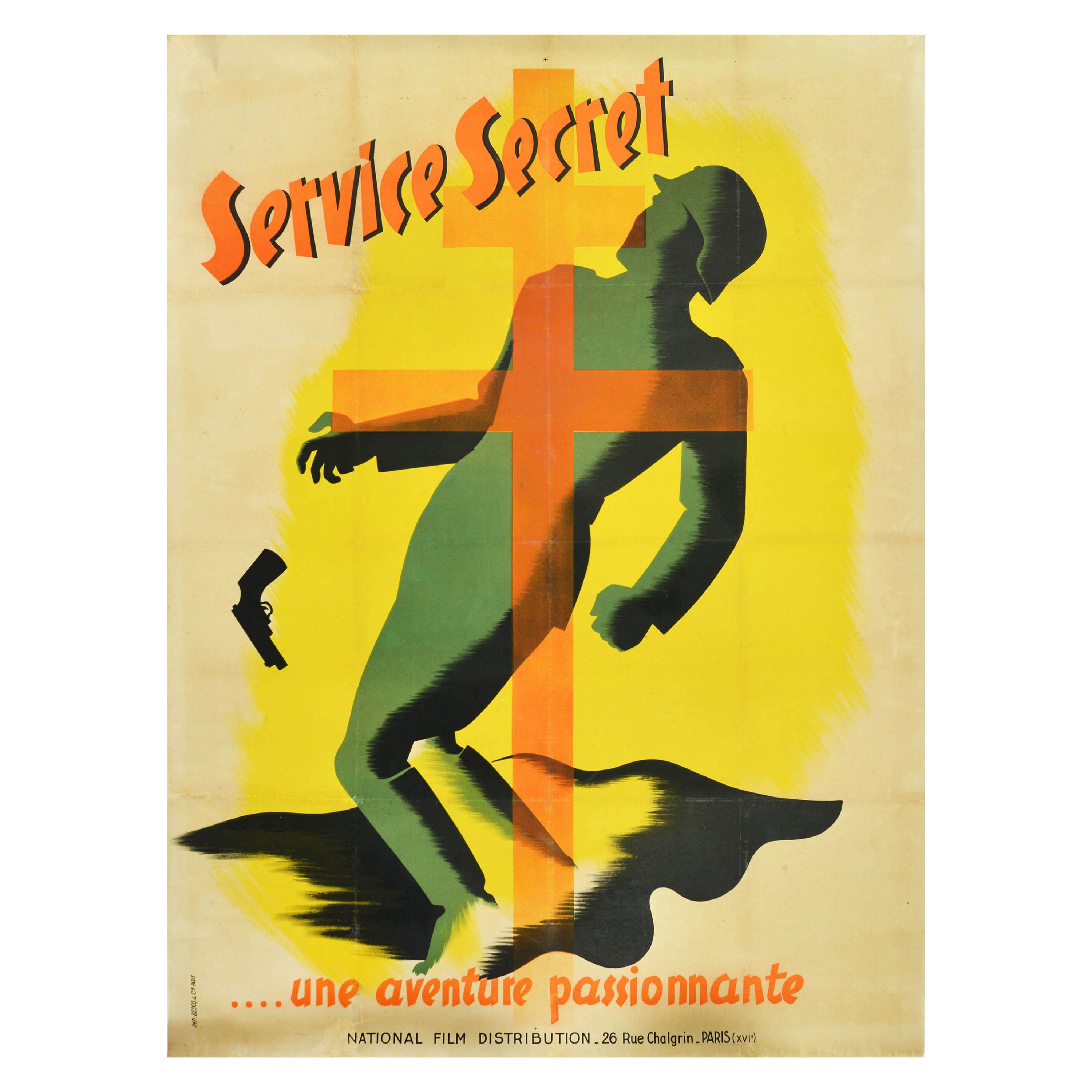 Original Vintage WWII Filmplakat Service Secret Mission Spy War Drama Film Kunst, Original im Angebot