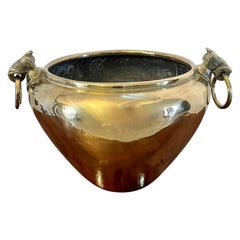 Cauldron victorien ancien en laiton du 19ème siècle