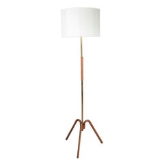1950's Stitched Leather Floor Lamp by Jacques Adnet