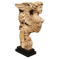 French, 19th Century Mounted Carving of a Winged Mythological Figure