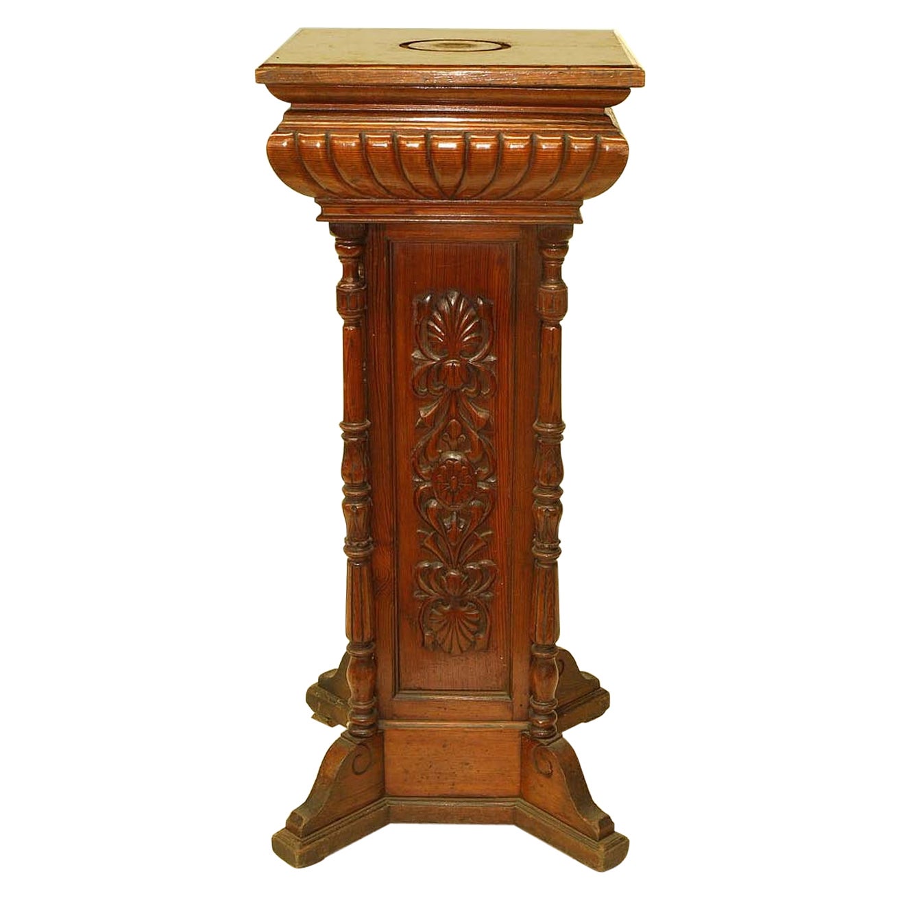 English "Pitch'' Pine Carved Pedestal For Sale