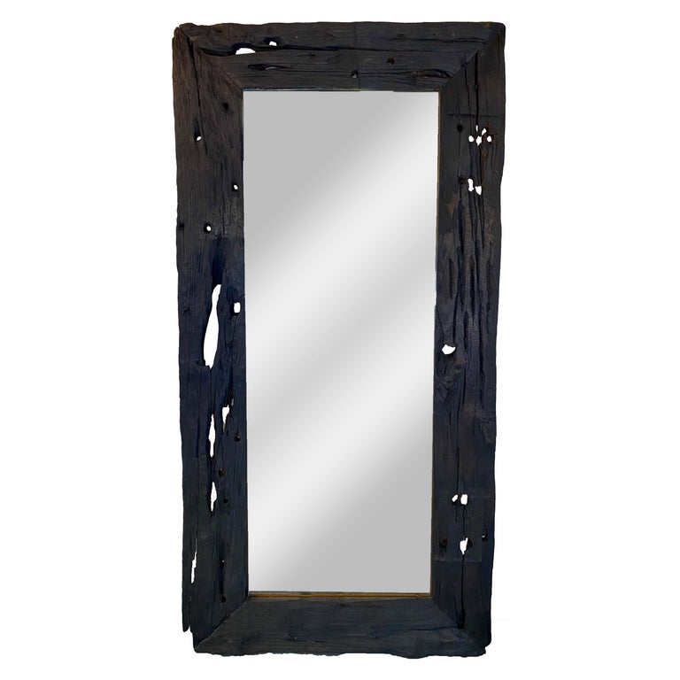 Monumental Modern Rustic Style Hand carved Wooden Black Frame Floor