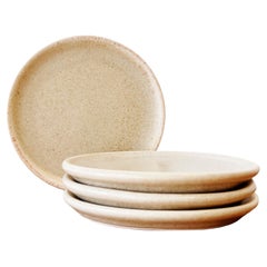 Cream Custard Handmade Organic Modern Dessert Plates, Set of 4