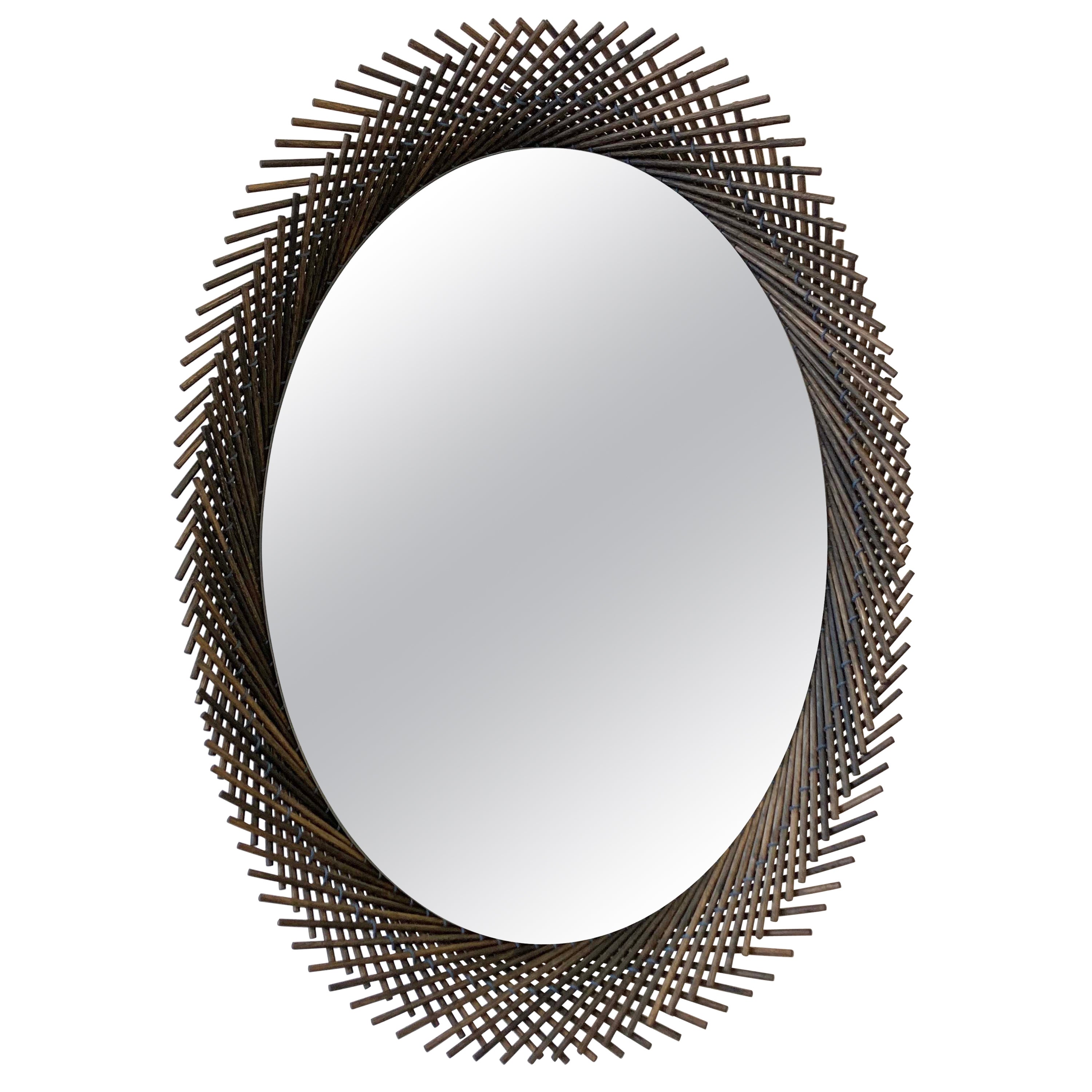 Specchio Mooda ovale 28 / Wood Oak ossidato, specchio trasparente di INDO-