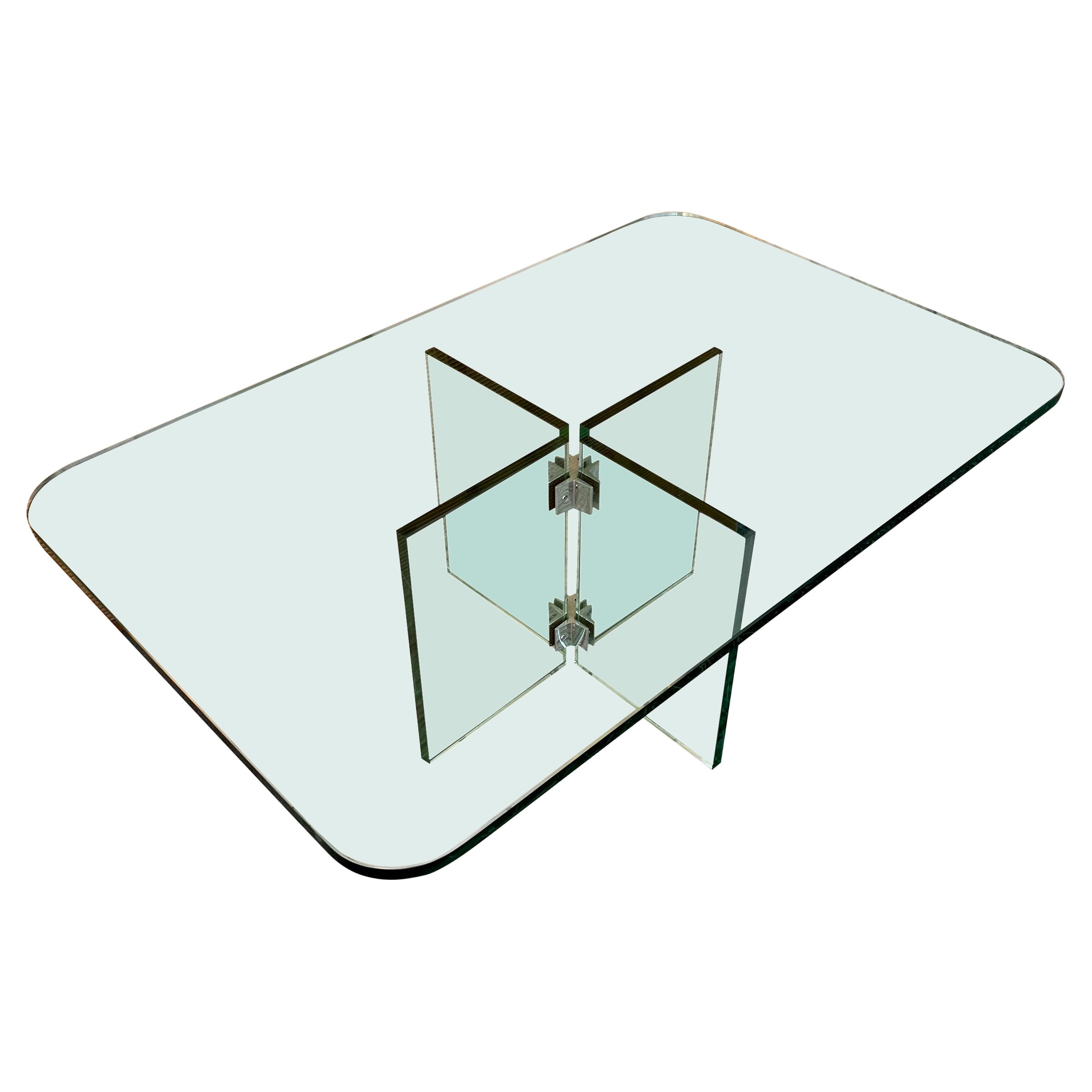 Table basse en verre de la fin du XXe siècle dans le style de la collection Leon Rosen for Pace