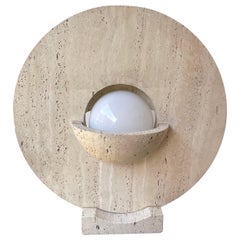 Mid-Century Modern Travertine Abstract Sculpture Lamp. Italy, 1970s