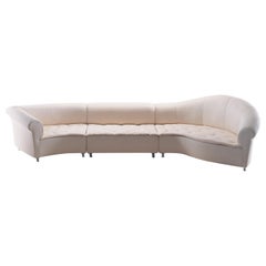 Giovannetti, 90s contemporary modular leather sofa by S. Giobbi, White, Galassia