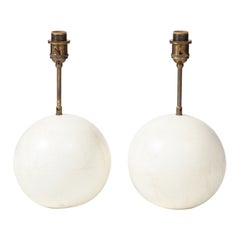 Pair of Creme White Plaster Table Lamps by Facto Atelier Paris, France, 2020