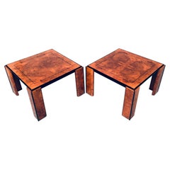 Postmodern Italian Design Burl Wood Side Table Set, 1970's, Italy