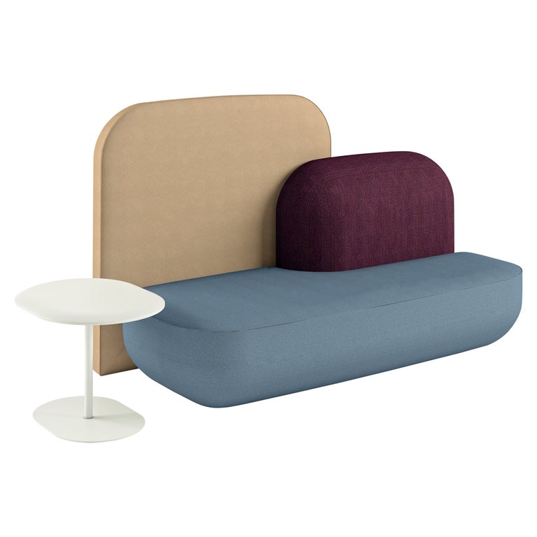 Alias Okome 005 Grey Upholstered Seat with Backrest and Table by Nendo