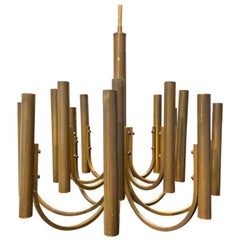 1970s Mid-Century Modern Brass Chandelier by Gaetano Sciolari