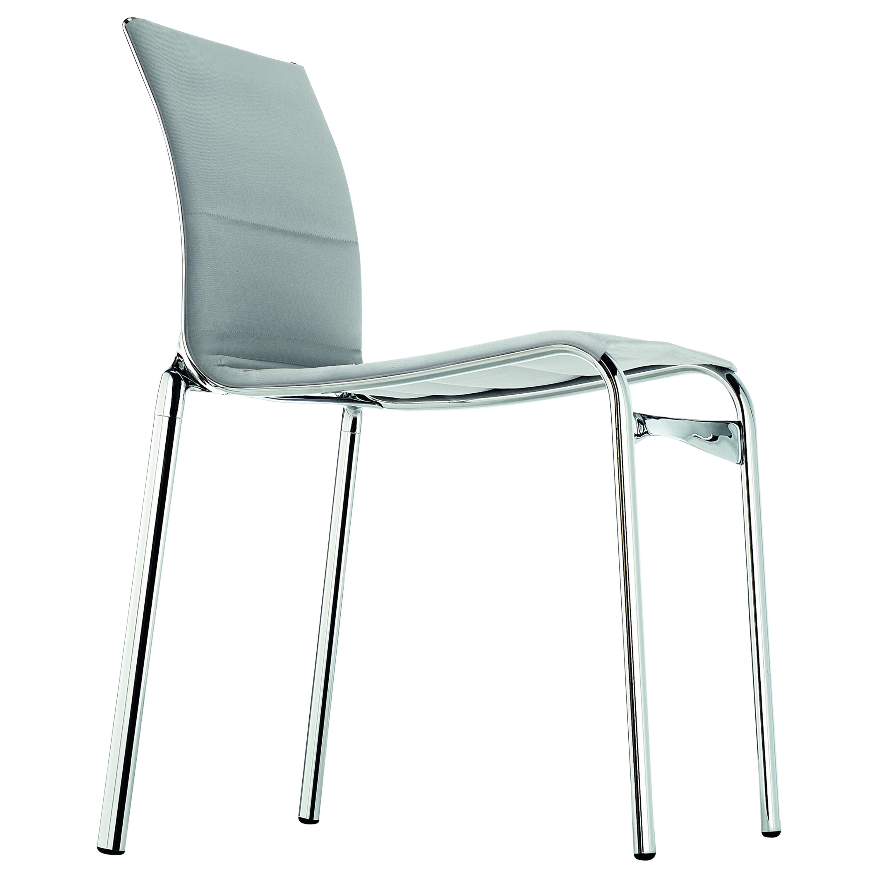 Alias Bigframe 44 Chair in Steelcut Trio Upholstery with Chromed Aluminium Frame For Sale