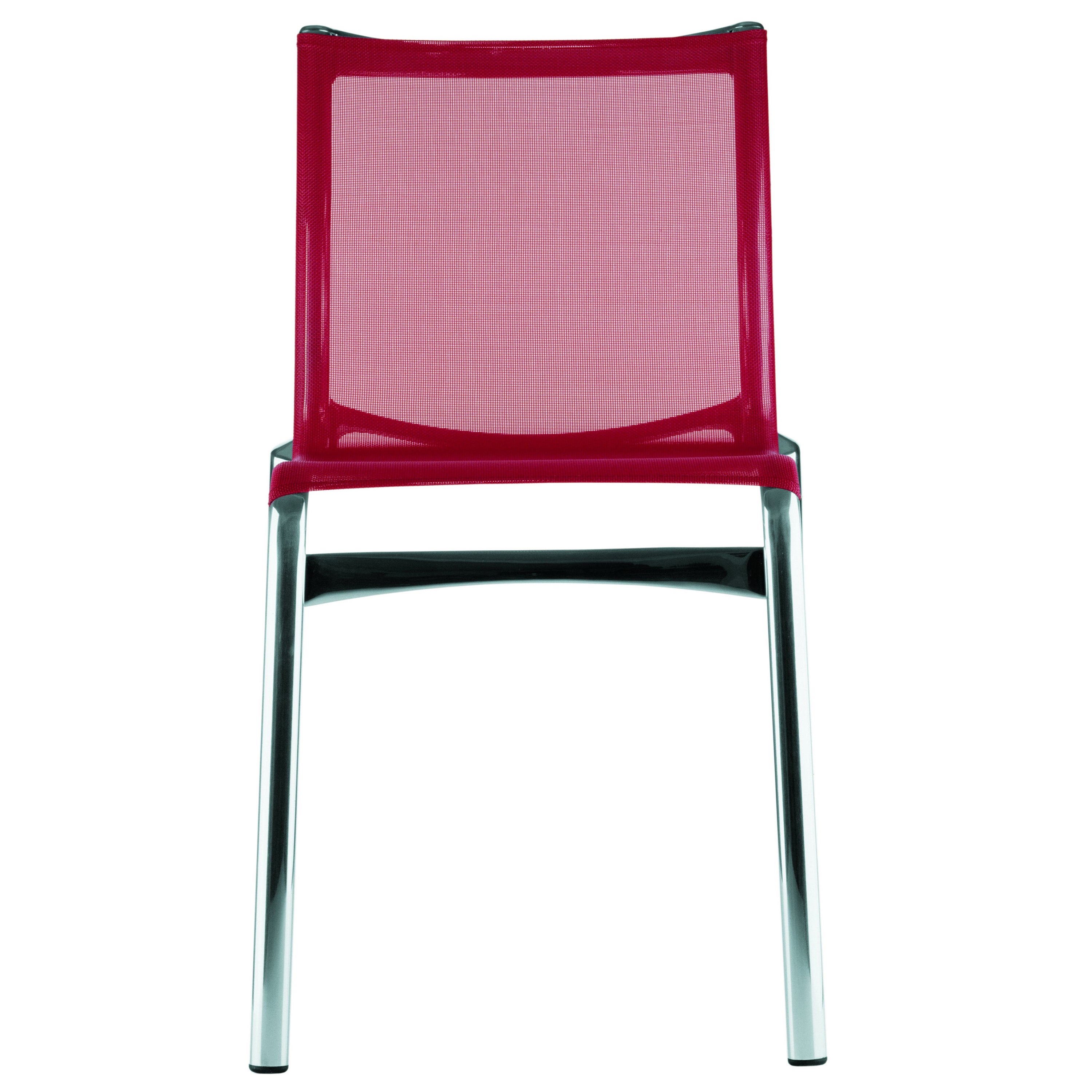 Alias Bigframe 44 Chair in Red Mesh with Chromed Aluminium Frame by Alberto Meda