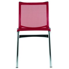 Alias Bigframe 44, Stuhl aus rotem Mesh mit verchromtem Aluminiumgestell von Alberto Meda
