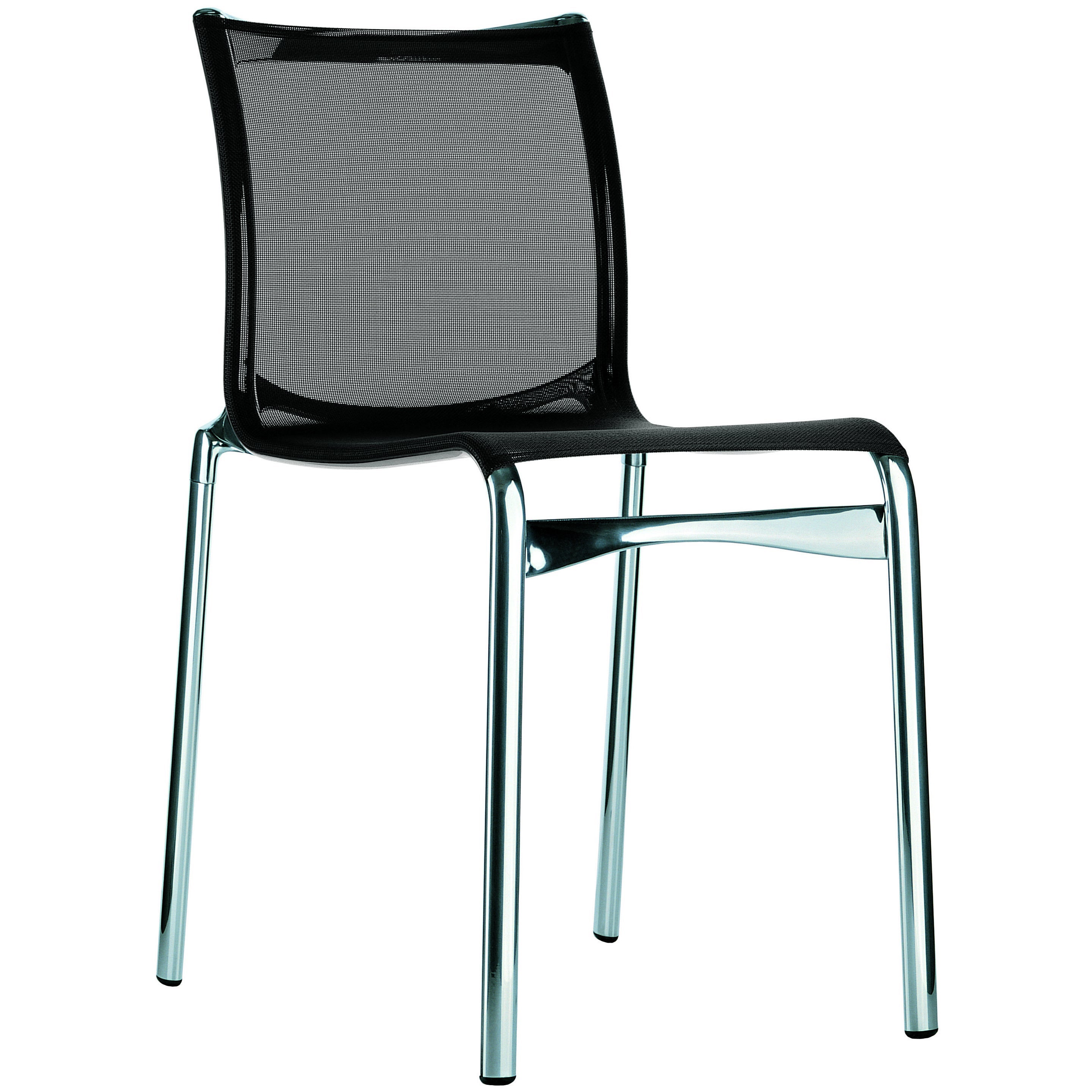Alias Bigframe 44 Chair in Black Mesh with Chromed Aluminium Frame by Alberto Me For Sale