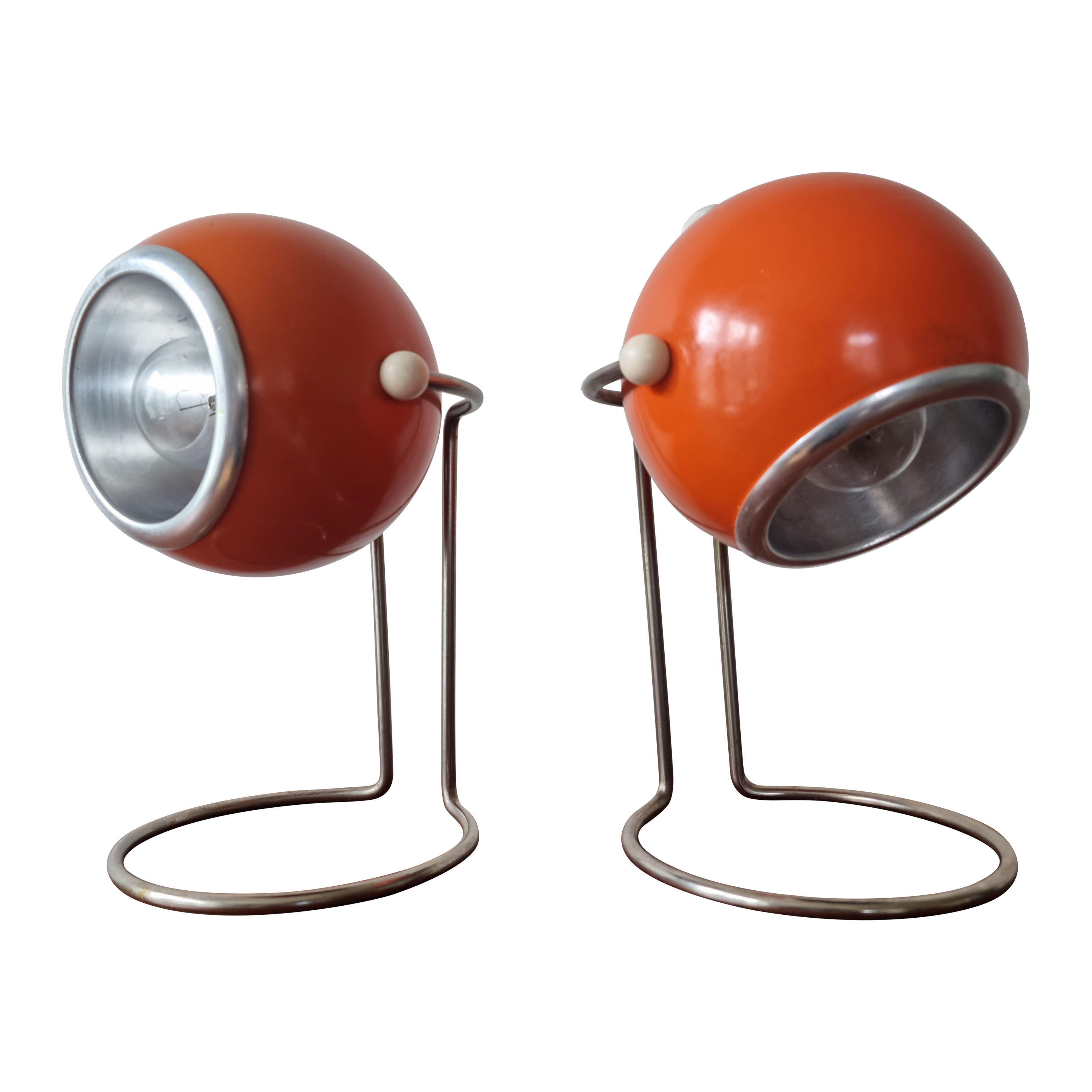 Pair of Midcentury Table Lamps, Eye Ball, 1970s For Sale