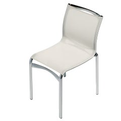 Chaise Alias Highframe 40 avec assise en maille blanche et structure en aluminium chromé