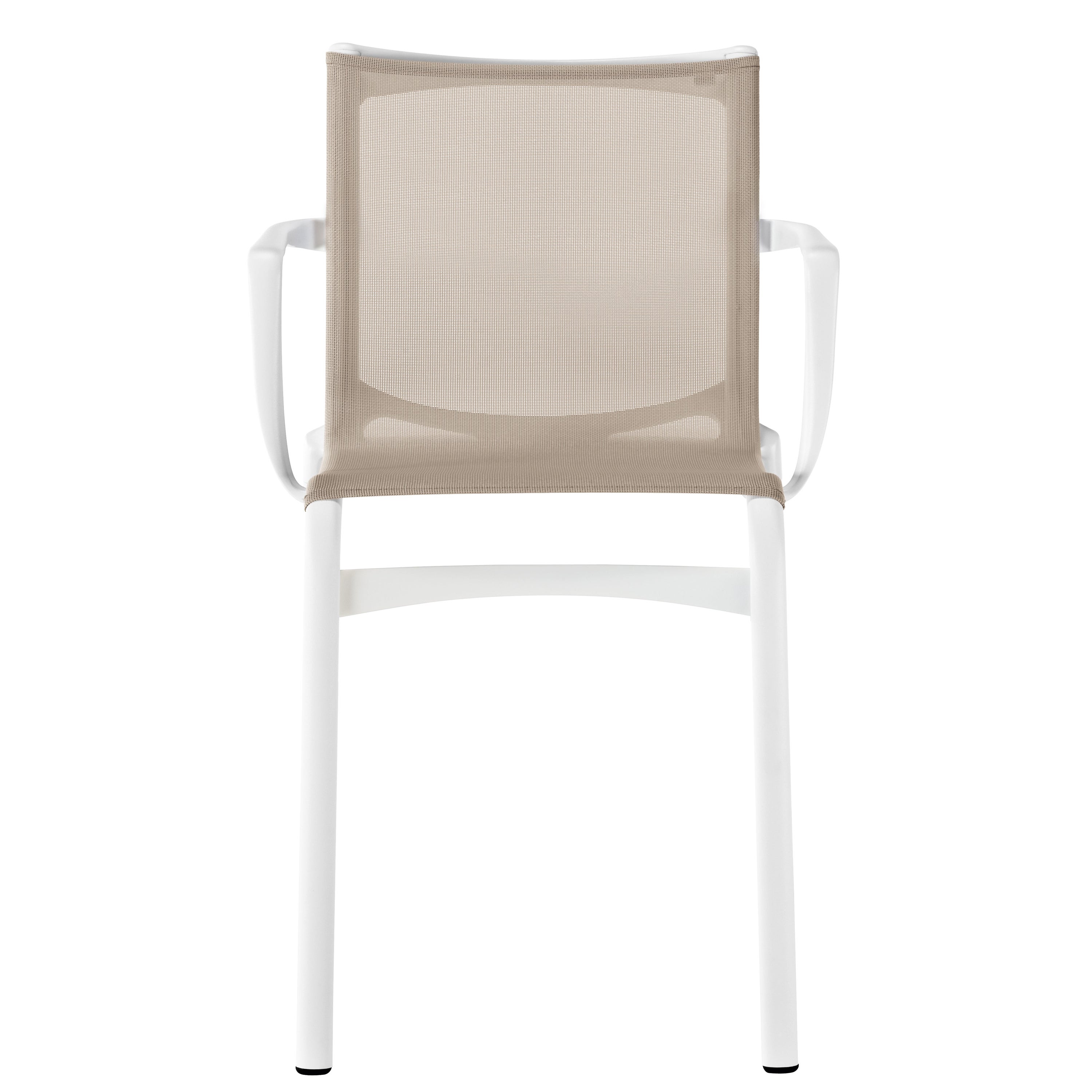 Alias 417 Stuhl mit hohem Gestell aus Sandgeflecht mit weiß lackiertem Aluminiumrahmen