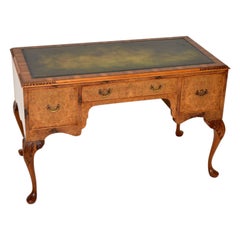 Antique Burr Walnut Leather Top Desk