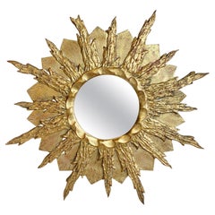 Gold Sunburst Mirror, France, 1960's