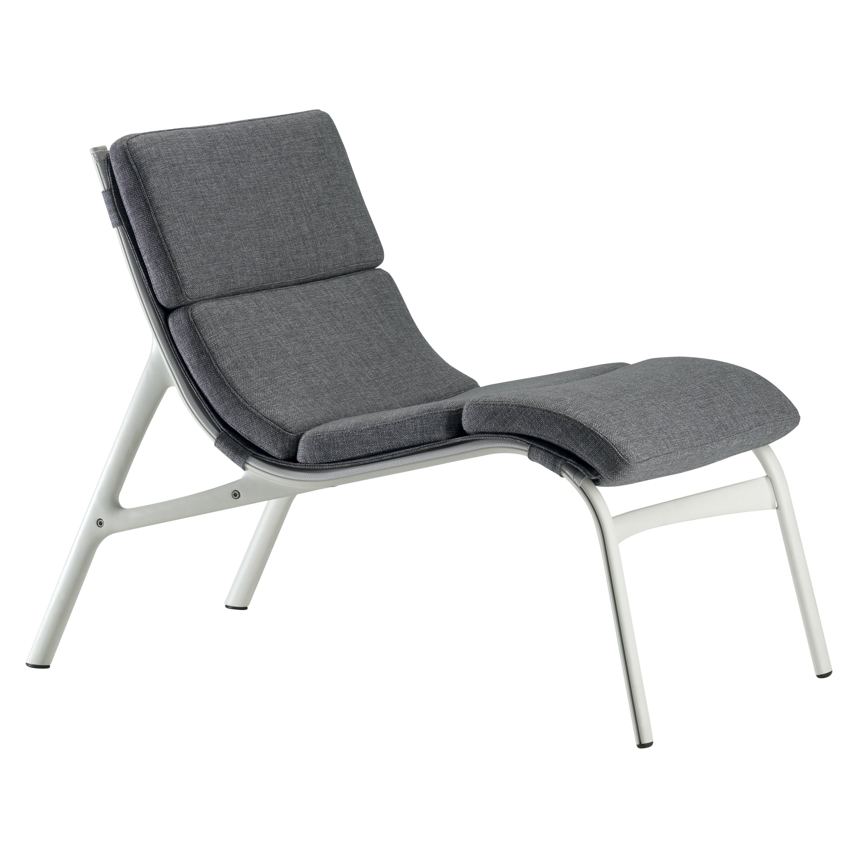 Chaise d'extérieur Alias 462 avec cadre et accoudoirs en maille blanche/assise grise et cadre laqué