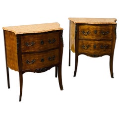 Pair of Louis XV Style Commodes, Bedside Tables, Nightstands, Stamped France