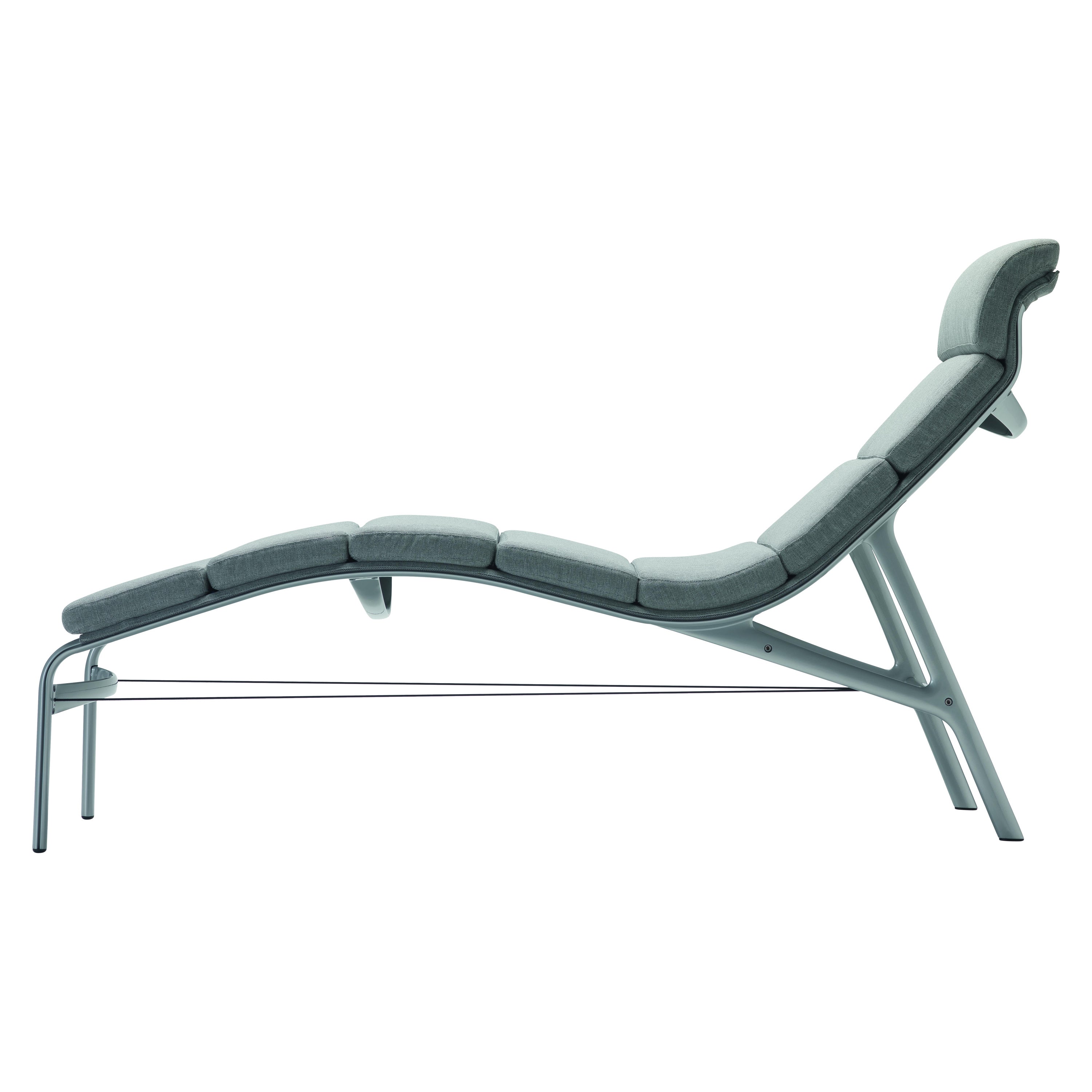 Alias 414 Longframe Soft Outdoor Chair in Grey Fabric & Lacquered Aluminum Frame For Sale