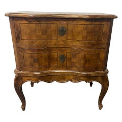 Italian Continental 19th Century 2 Drawer Chest, Commode, Nightstand, Parquetry