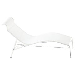 Alias 419_O Longframe Outdoor Chair in White Mesh with Lacquered Aluminum Frame
