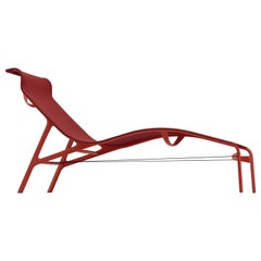 Alias 419_O Longframe-Stuhl für den Außenbereich aus rotem Mesh mit lackiertem Aluminiumrahmen