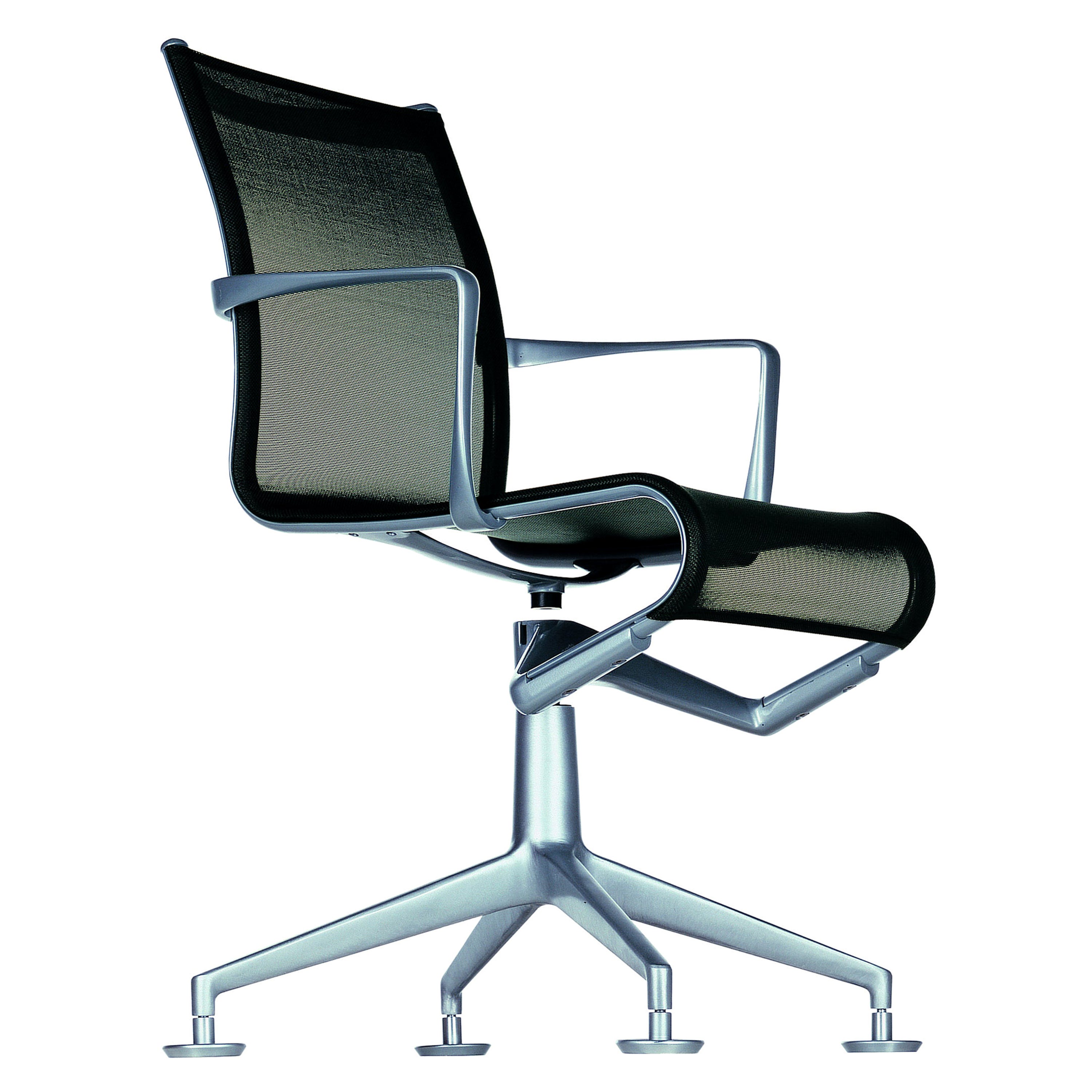 Alias 437 Meetingframe 44 Chair in Black Mesh with Lacquered Aluminum Frame For Sale