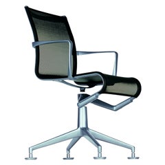 Alias 437 Meetingframe 44 Chair in Black Mesh with Lacquered Aluminum Frame