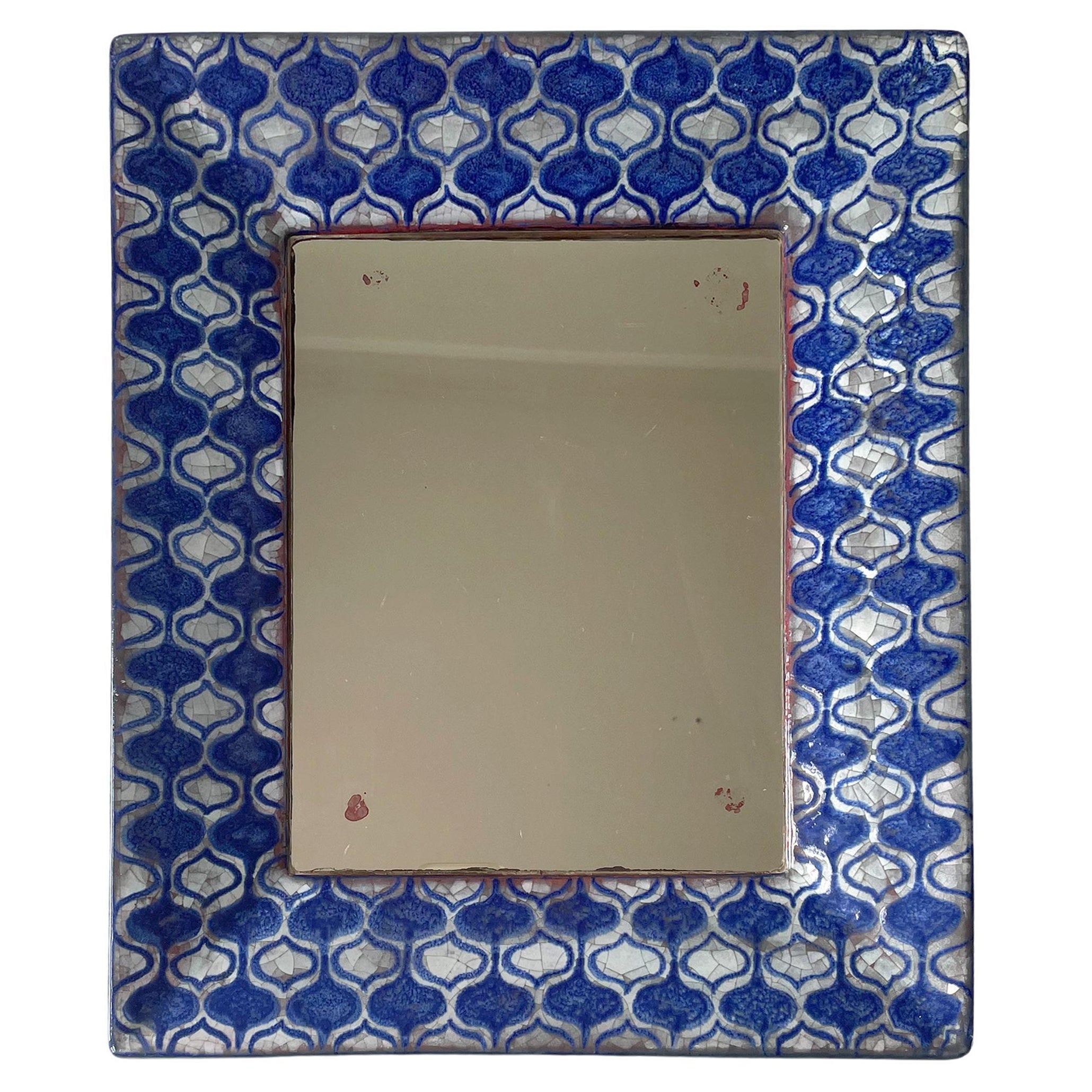 Vintage Persia Glazed Ceramic Wall Mirror, Michael Andersen, 1960s For Sale